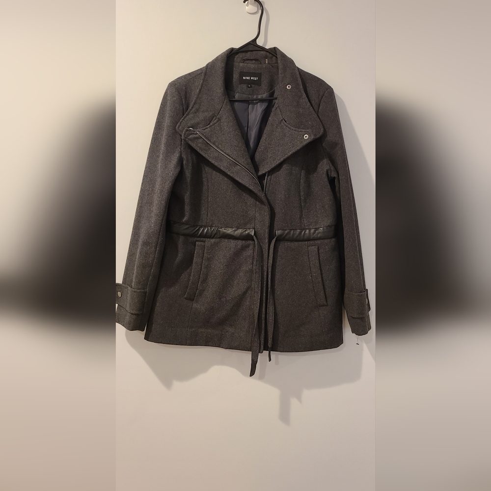 Nine West Wool Coat Jacket in Grey Large